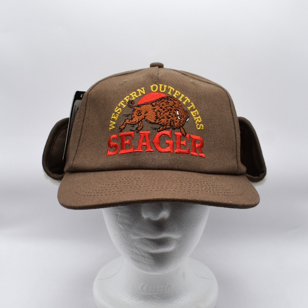 Seager Ride For The Brand Flapjack Ear Flap Hat Cap Brown Sherpa Lined NWT OSFM